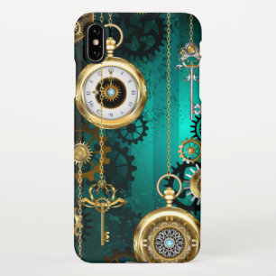 Coque iPhone XS Max Veille bijoux Steampunk sur un Arrière - plan vert