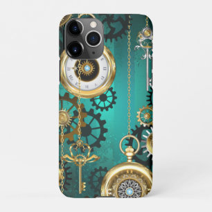 Coque iPhone 11Pro Veille bijoux Steampunk sur un Arrière - plan vert