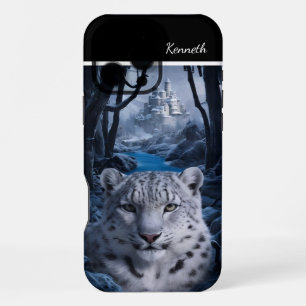 Coque iPhone 16 Pro Max Veille hivernale du léopard des neiges