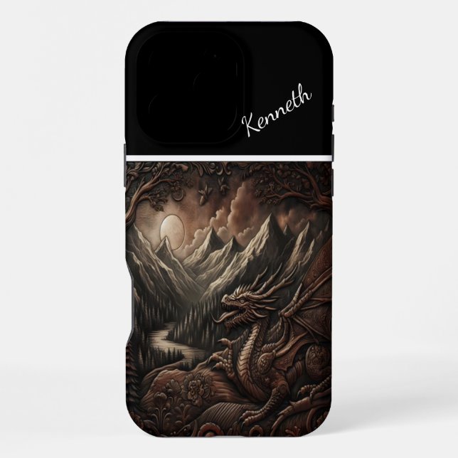 Coque iPhone Veillée au clair de lune du dragon (Verso)