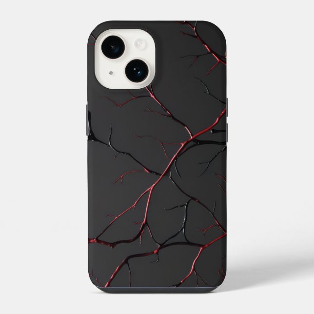 Coque iPhone Veines noires et rouges (Verso)