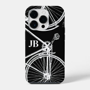 Coque Pour iPhone 14 Plus Vélo Vintage Noir Blanc Monogramme Cyclisme
