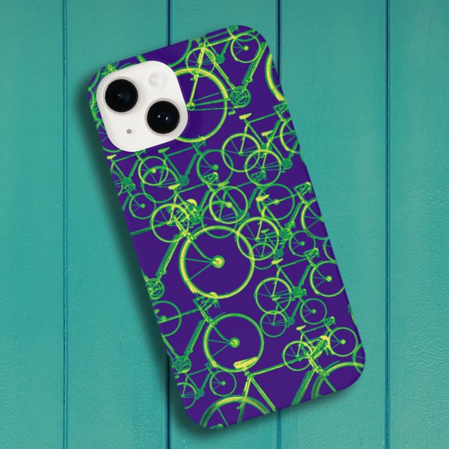 Coque iPhone Vélos superposés sur bleu (Créateur téléchargé)