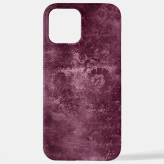 Coque iPhone 12 Pro Max velours bordeaux fleuri