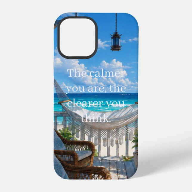 Coque iPhone Véranda côtière avec hamac et mer turquoise (Verso)