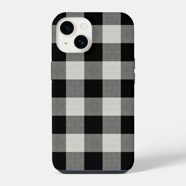 Coque iPhone Vérification du buffle noir rustique (Verso)