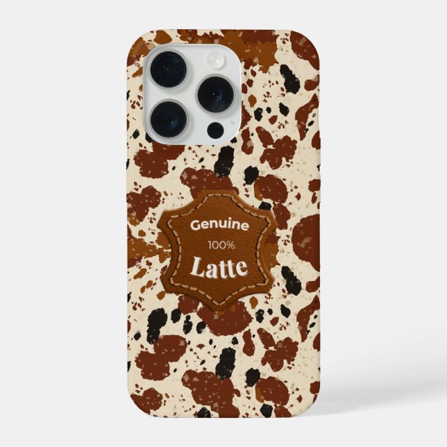 Coque iPhone Véritable motif cuir de vache Latte 100% | Neutre  (Verso)