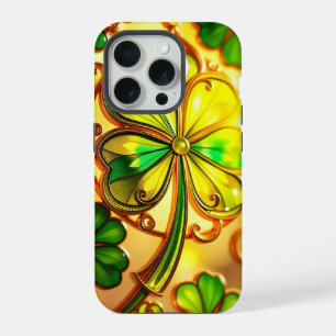 Coque iPhone 15 Pro Verre vert Jour de la Saint Patrick collé effet Cl