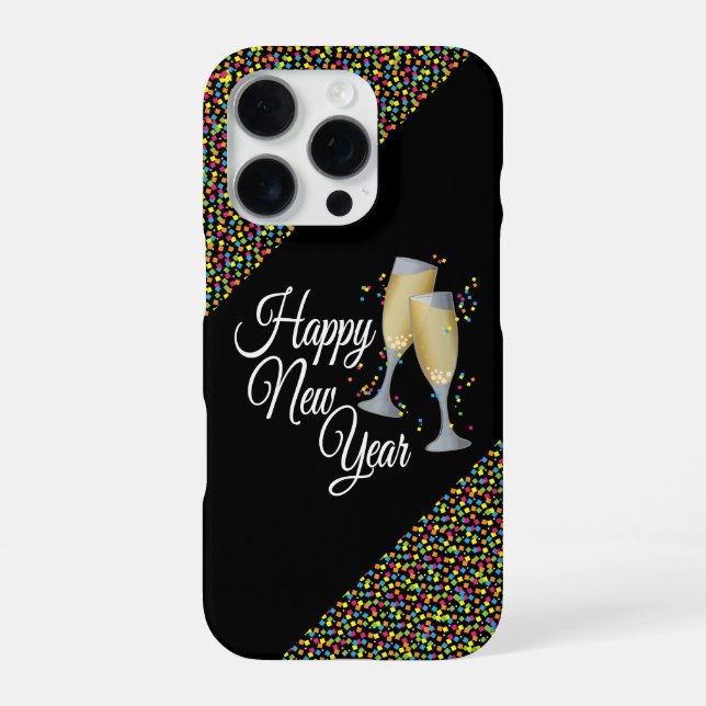 Coque iPhone Verres à Champagne Bonne Année (Verso)