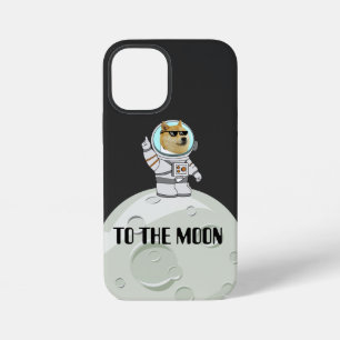 Coque iPhone 12 Mini Vers la Lune Dogecoin Astronaute Mème Drôle Crypto