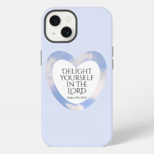 Etui iPhone 13 Verset biblique bleu clair encourageant et édifian