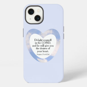 Etui iPhone 13 Verset biblique bleu clair encourageant et édifian