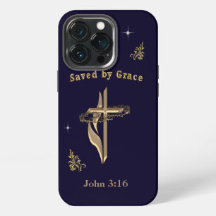 Etui iPhone 13 Pro Verset biblique sauvé par la grâce