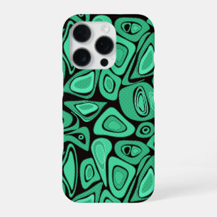 Coque iPhone 16 Pro Vert, abstrait, rétro