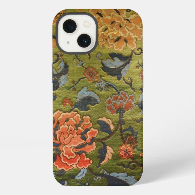 Coque iPhone Vert brocade chinois (Verso)