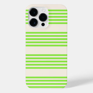 Coque Pour Pour iPhone 14 Pro Max Vert citron vert et beige cinq rayures motif