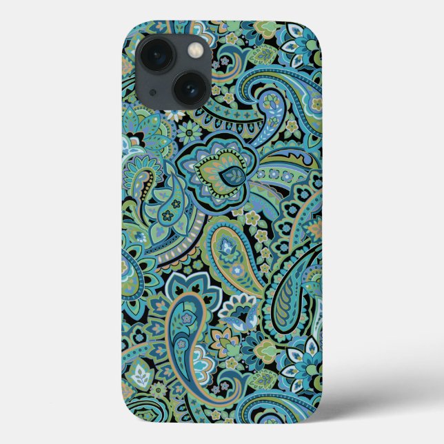 Coque iphone vert de la forêt de Paisley (Verso)