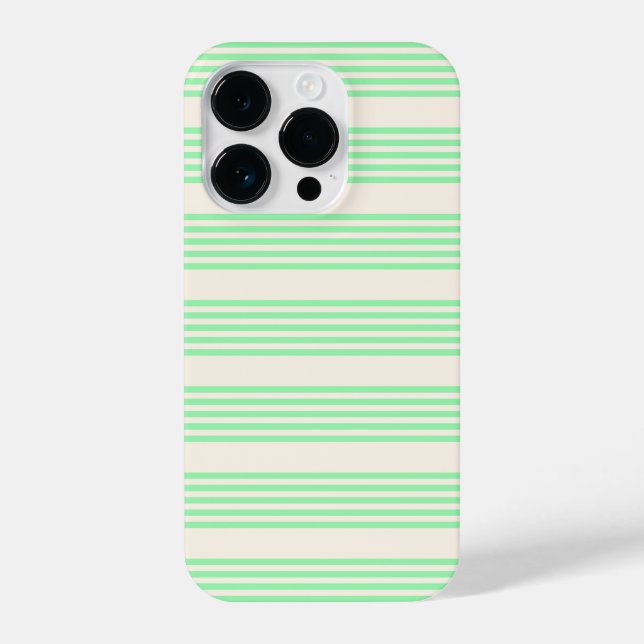 Coque iPhone Vert et beige cinq rayures motif (Verso)