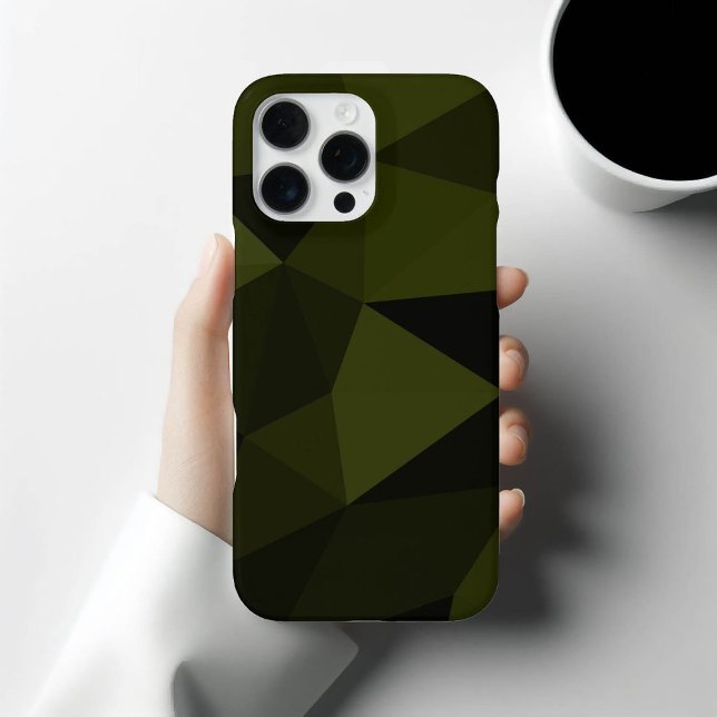 Coque iPhone Vert foncé de l'armée noir motif de maille géométr (Créateur téléchargé)