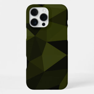 Coque iPhone 16 Pro Max Vert foncé de l'armée noir motif de maille géométr