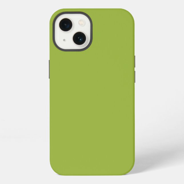 Coque iPhone vert jaune lime modéré (couleur unie) (Verso)