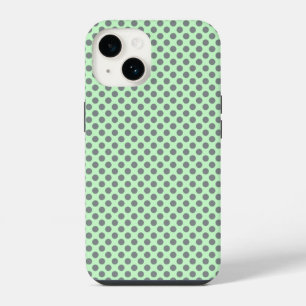 Coque Pour iPhone 14 Vert menthe avec pois gris par Shirley Taylor