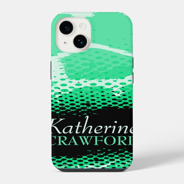 Coque iPhone Vert menthe impression graphique animal noir (Verso)
