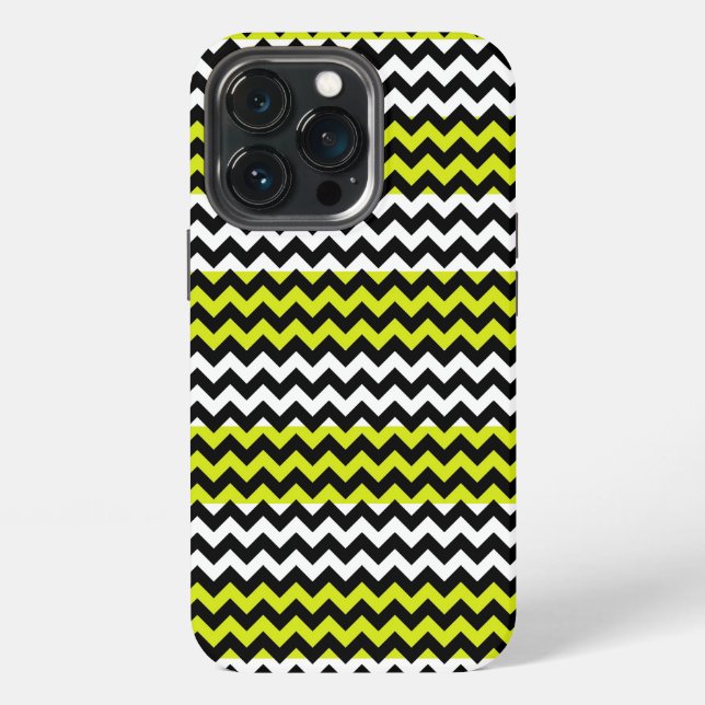 Coque iPhone Vert Noir Blanc Chevron Zigzag (Dos)