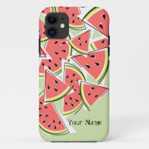 Coque iphone vert "Nom" de pastèque