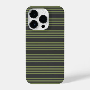 Coque Pour iPhone 14 Plus Vert olive et charbon de bois cinq bandes motif