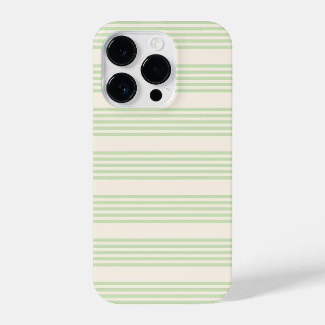 Coque iPhone Vert pâle et beige cinq rayures motif (Verso)