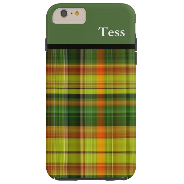 Coque iphone vert personnalisé de plaid (Dos)