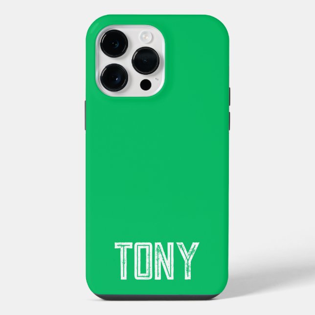 Coque iPhone Vert pomme uni personnalisé avec monogramme (Verso)