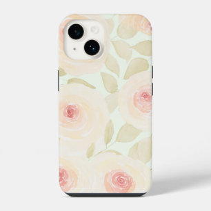 Coque Pour iPhone 14 Vert sauge chic et rose en aquarelle