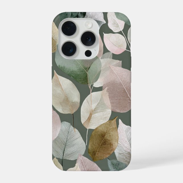 Coque iPhone Vert sauge feuille botanique – Bohème neutre (Verso)