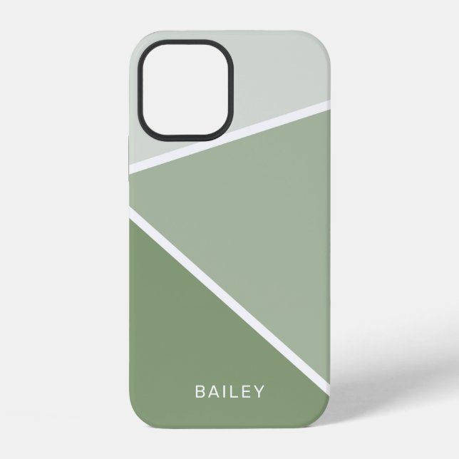 Coque iPhone Vert Sauge Géométrique (Verso)