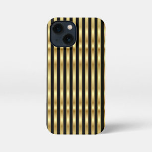 Etui iPhone 13 Mini Vertical Golden et Black Elegant Stripes