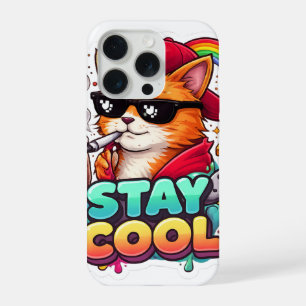 Coque iPhone 15 Pro Vibes Cool – Mode Streetwear pour Chat Décontracté