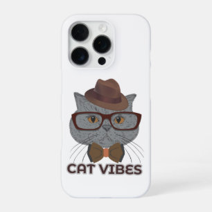 Coque iPhone 16 Pro Vibes de Chat – Design de Chat Gris Cool