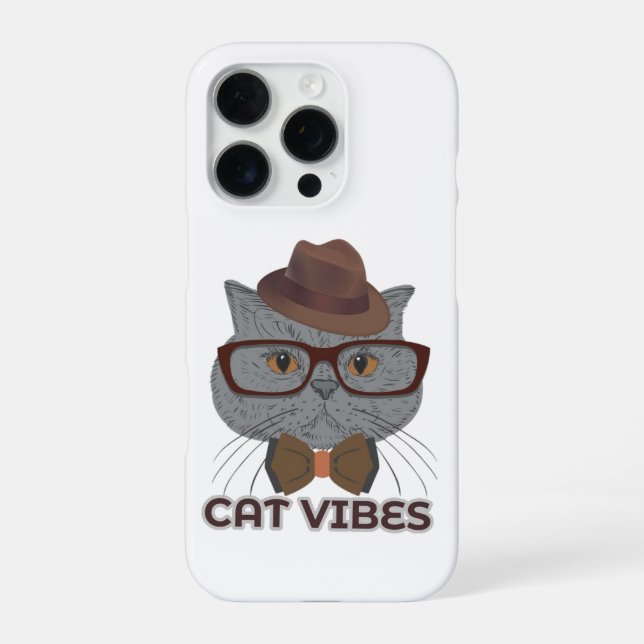 Coque iPhone Vibes de Chat – Design de Chat Gris Cool (Verso)