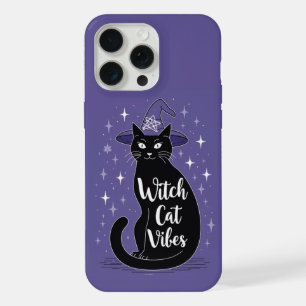 Coque iPhone 15 Pro Max Vibes de Chat Sorcière Violet Halloween iPhone 15