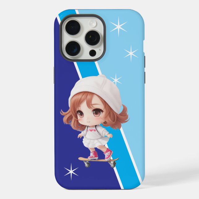 Coque iPhone Vibes de patinage - Cute Girl 2 sur appareil télép (Verso)