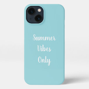 Etui iPhone 13 Vibes d'été Pastel Bleu & Blanc Seulement Typograp