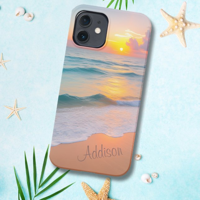 Coque iPhone Vibes Sunset Ocean Beach Personnalisées (Créateur téléchargé)