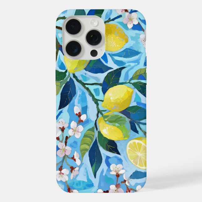 Coque iPhone Vibrant art of blue lemon flowers (Verso)
