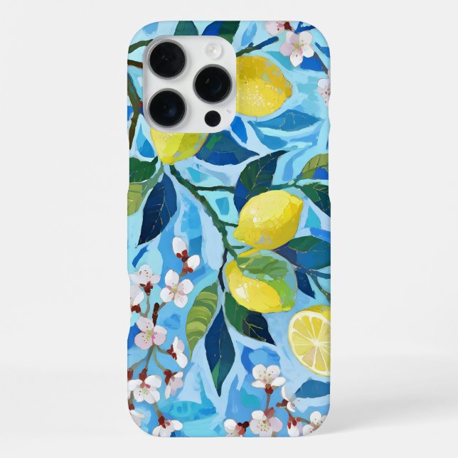 Coque iPhone Vibrant art of blue lemon flowers (Verso)