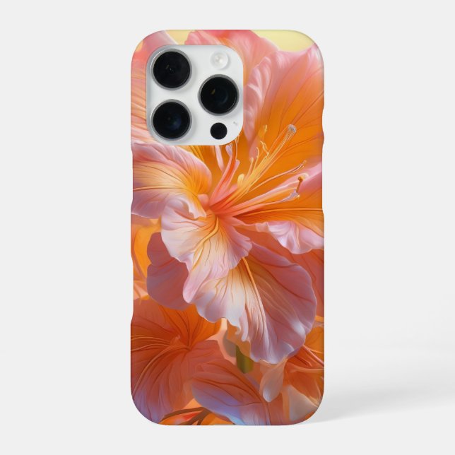 Coque iPhone Vibrant Hibiscus Floral Pêche (Verso)