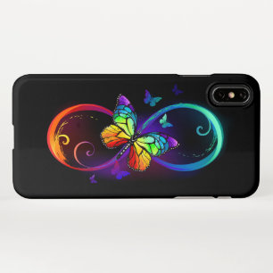 Coque iPhone XS Max Vibrant infinity with rainbow butterfly on black