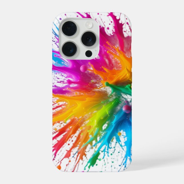 Coque iPhone Vibrant Rainbow Paint Splatter Explosion (Verso)