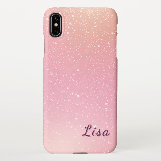Coque iPhone Vibrant rose et Arrière - plan de la Glitterie (Dos)